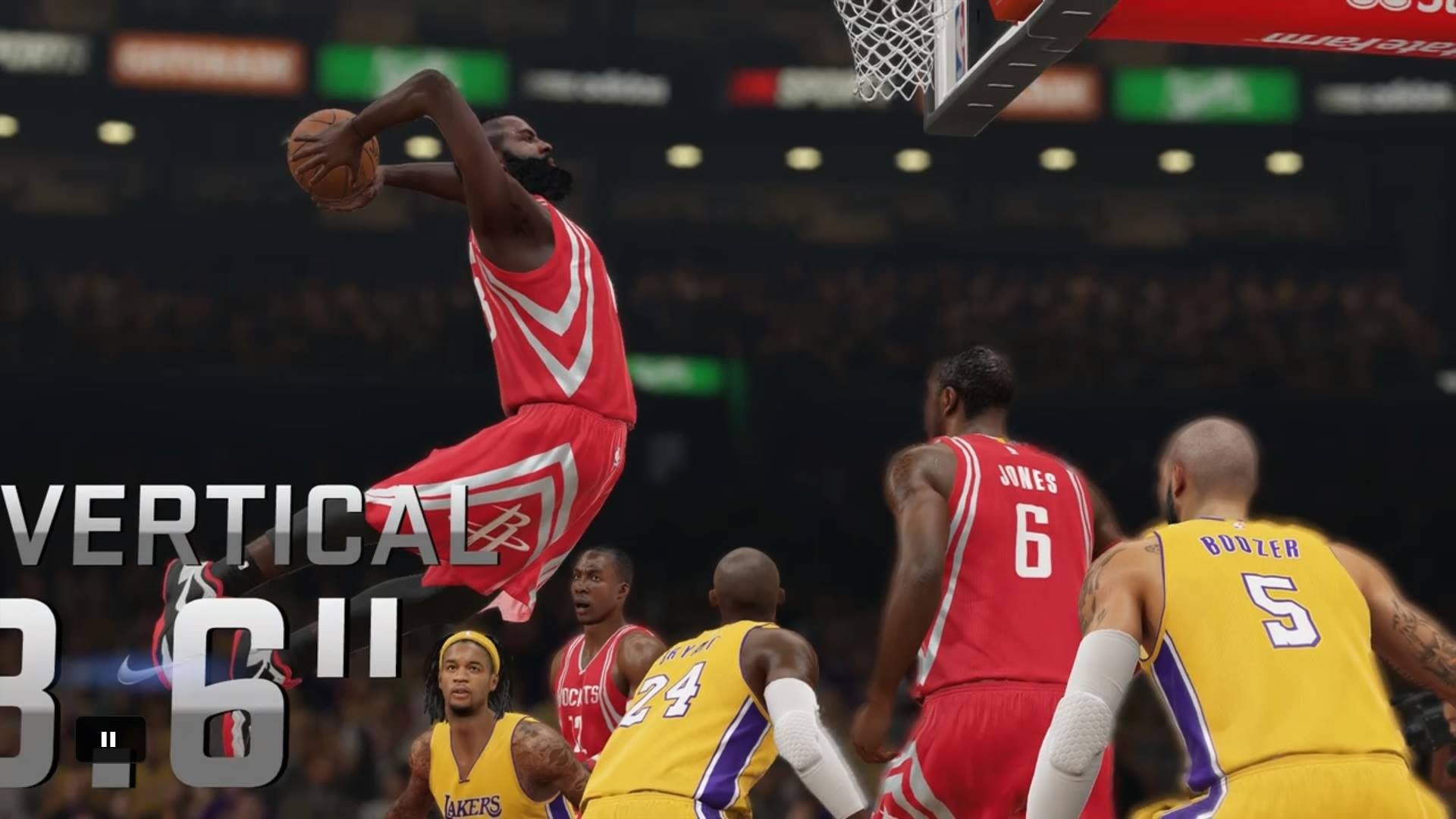 NBA 2K15 PS4 – Huge Dunk By James Harden – Houston Rockets vs LA
