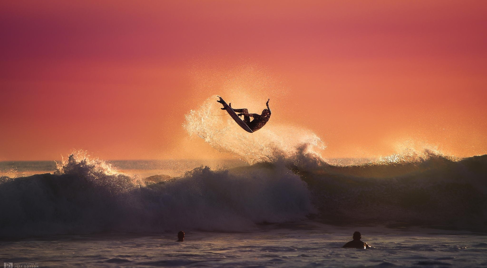 Surfing, sport, sea, waves, summer, sunset, art, desktop
