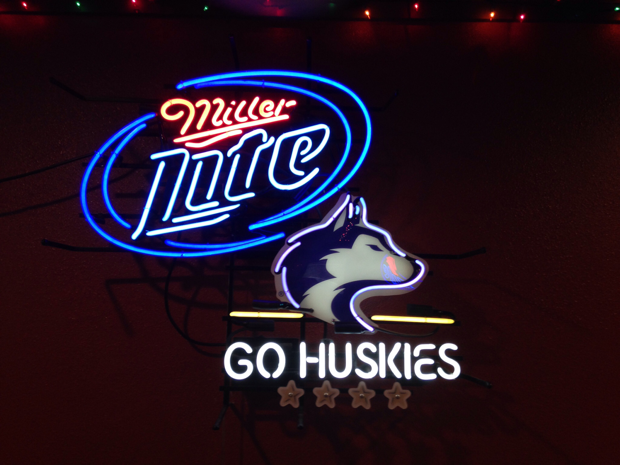 Miller Lite Go Huskies Neon Sign University of Washington NCAA Neon Light