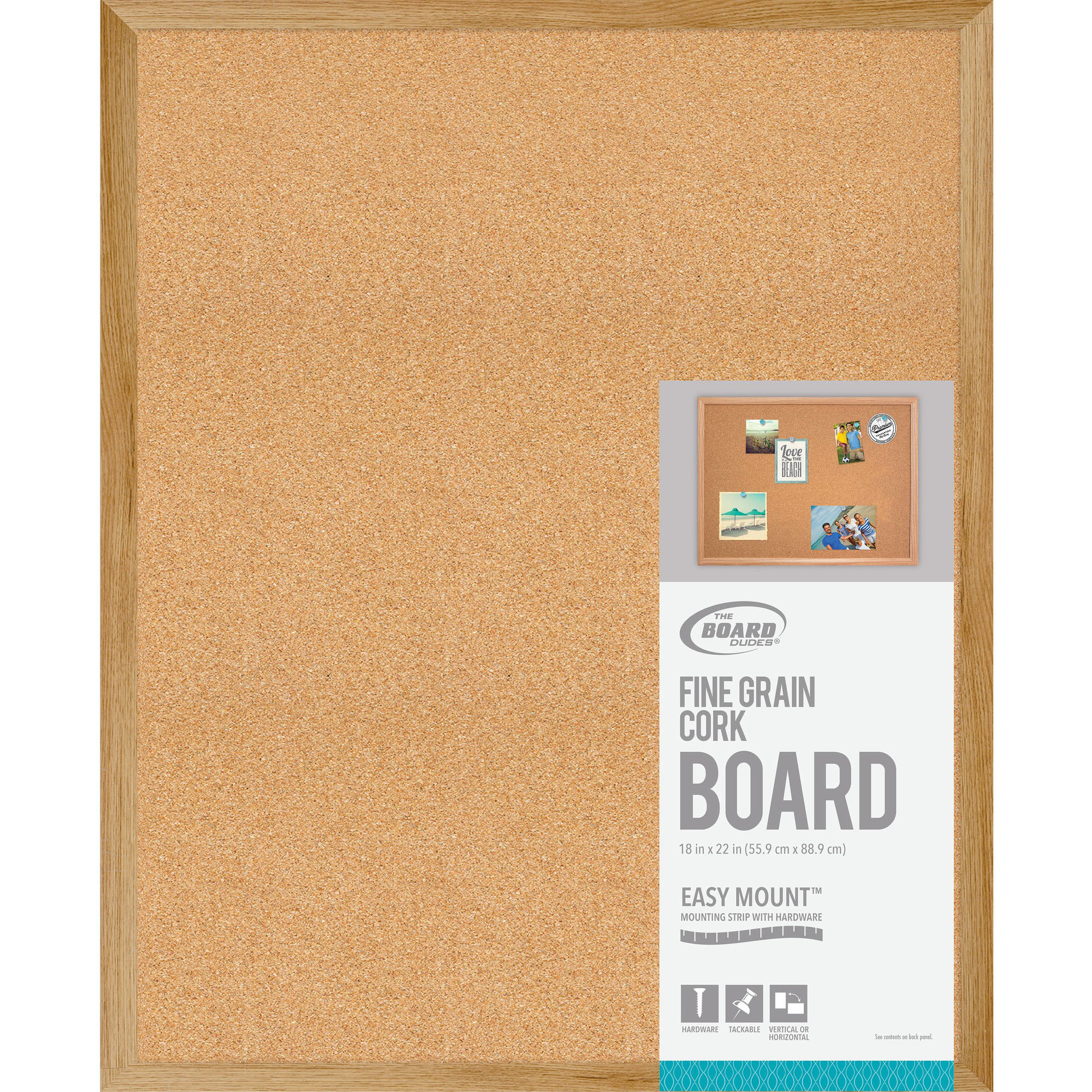 22 x 18 Board Dudes Cork Board Wood Style Frame