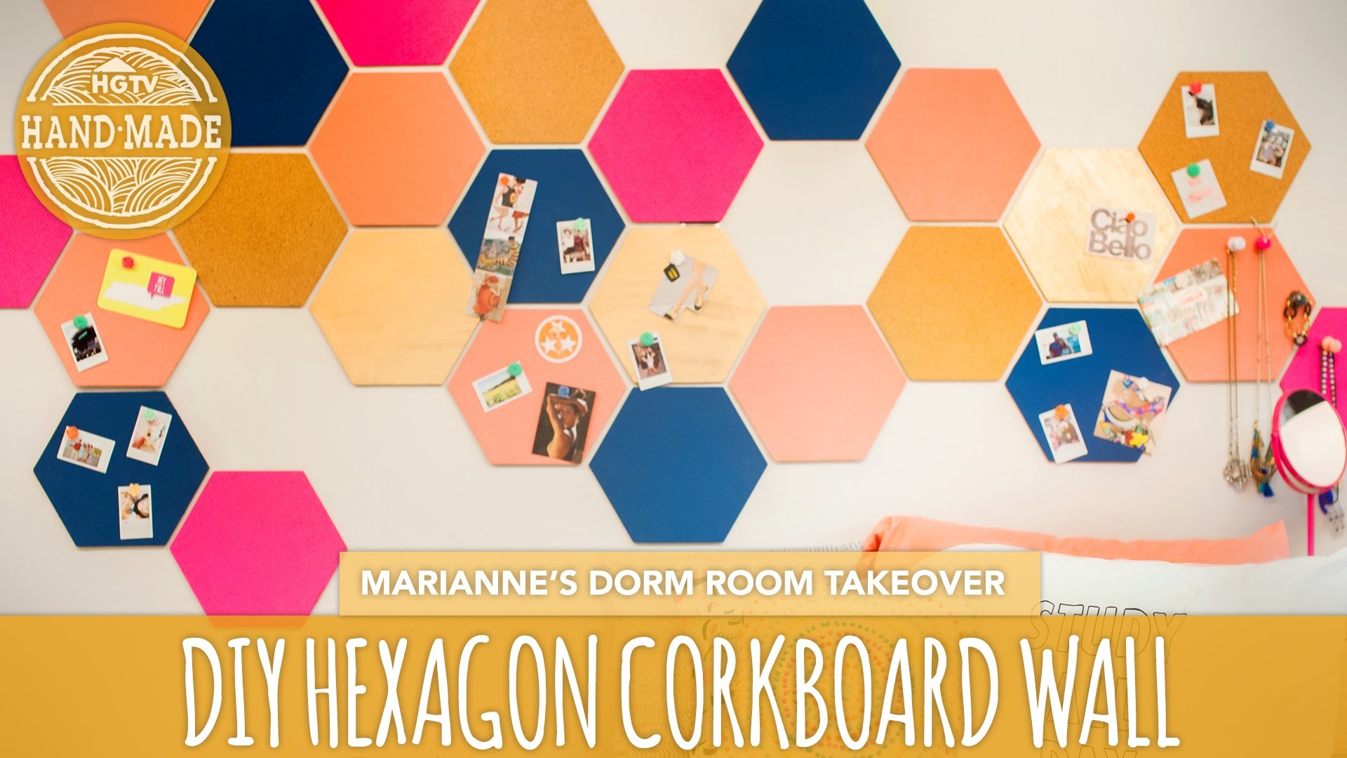 Back To School DIY Hexagon Corkboard Dorm Decor – HGTV Handmade Dorm Room Takeover – YouTube
