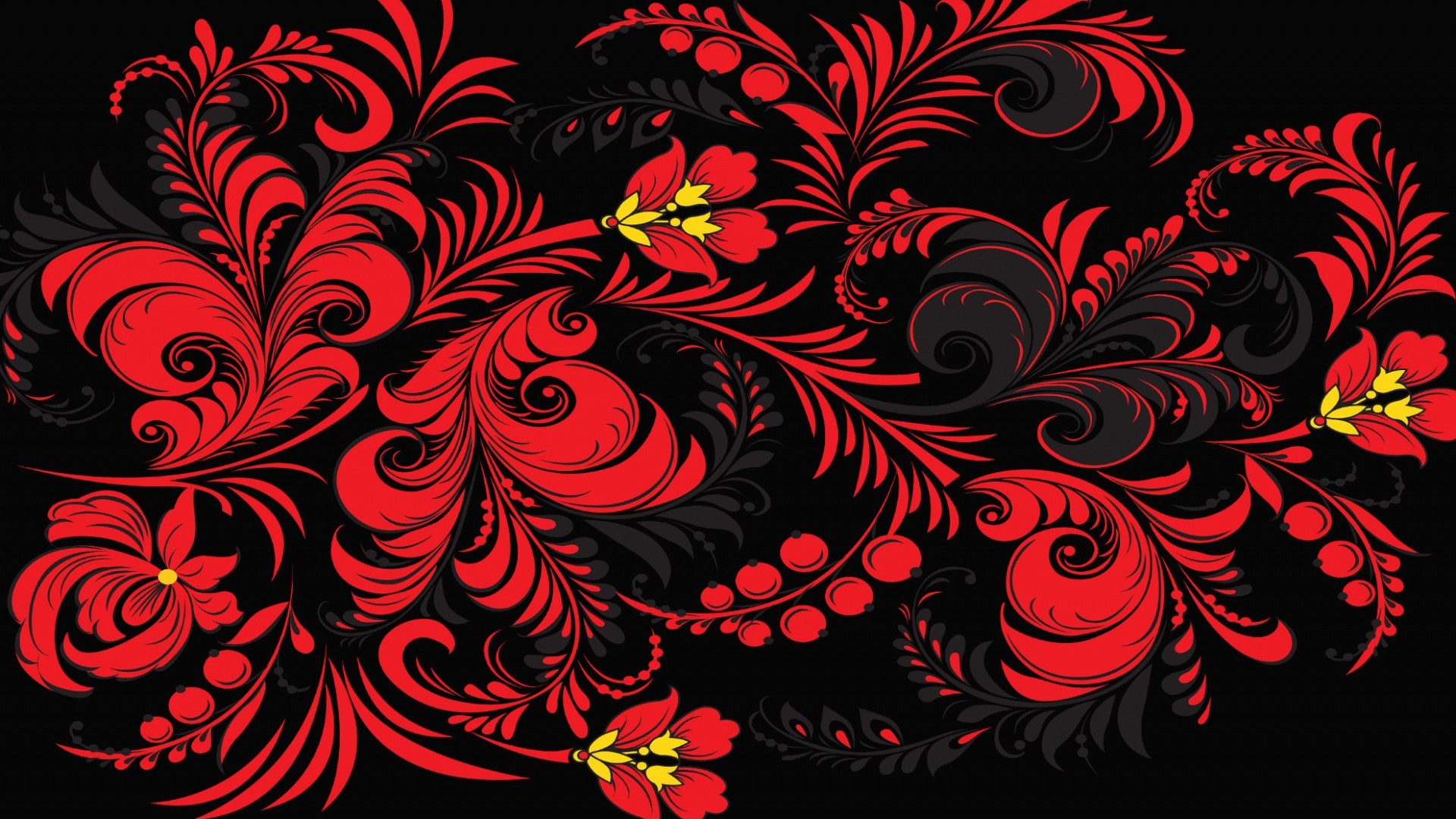 Preview wallpaper khokhloma, pattern, color, background, russia, texture 1920×1080