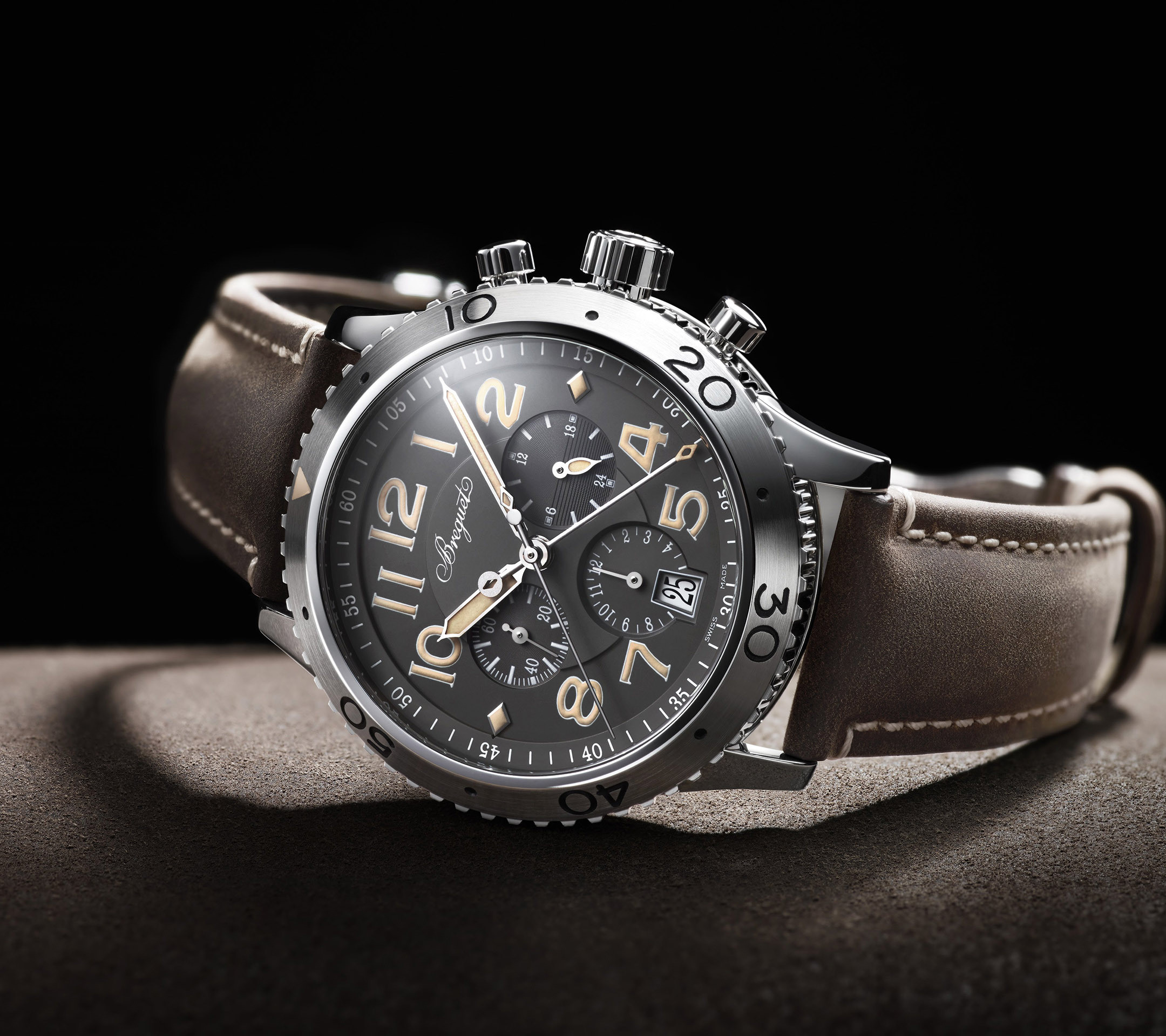 Breguet watch with brown leather strap Wallpaper