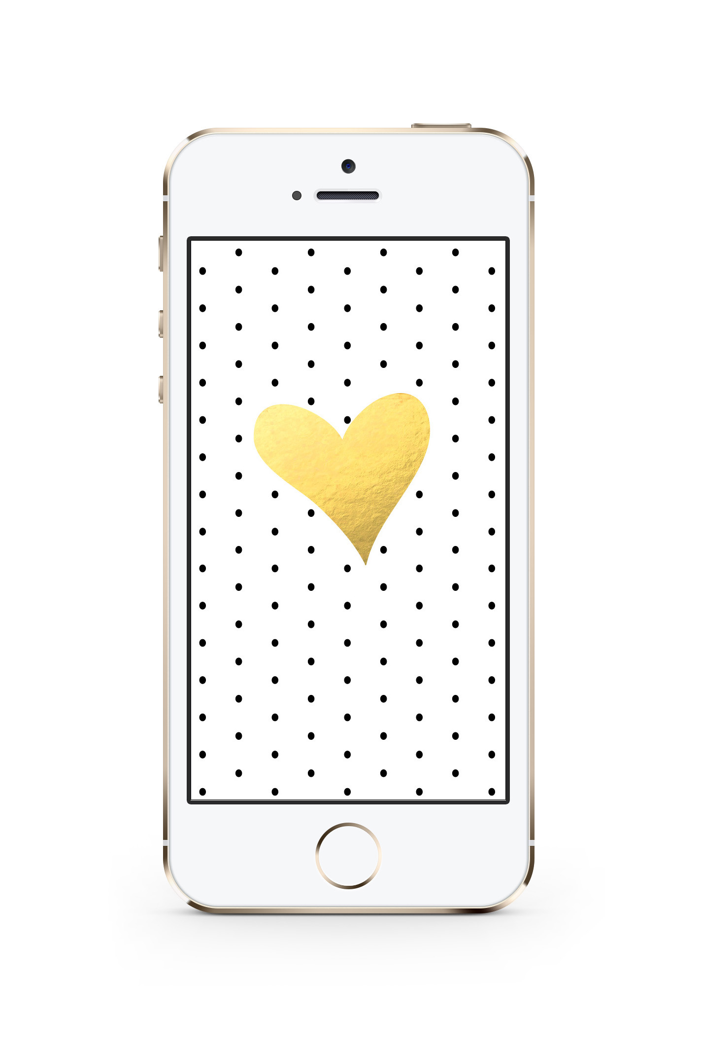 Free iPhone Wallpaper! Black & White Dots + Gold Foil Heart!