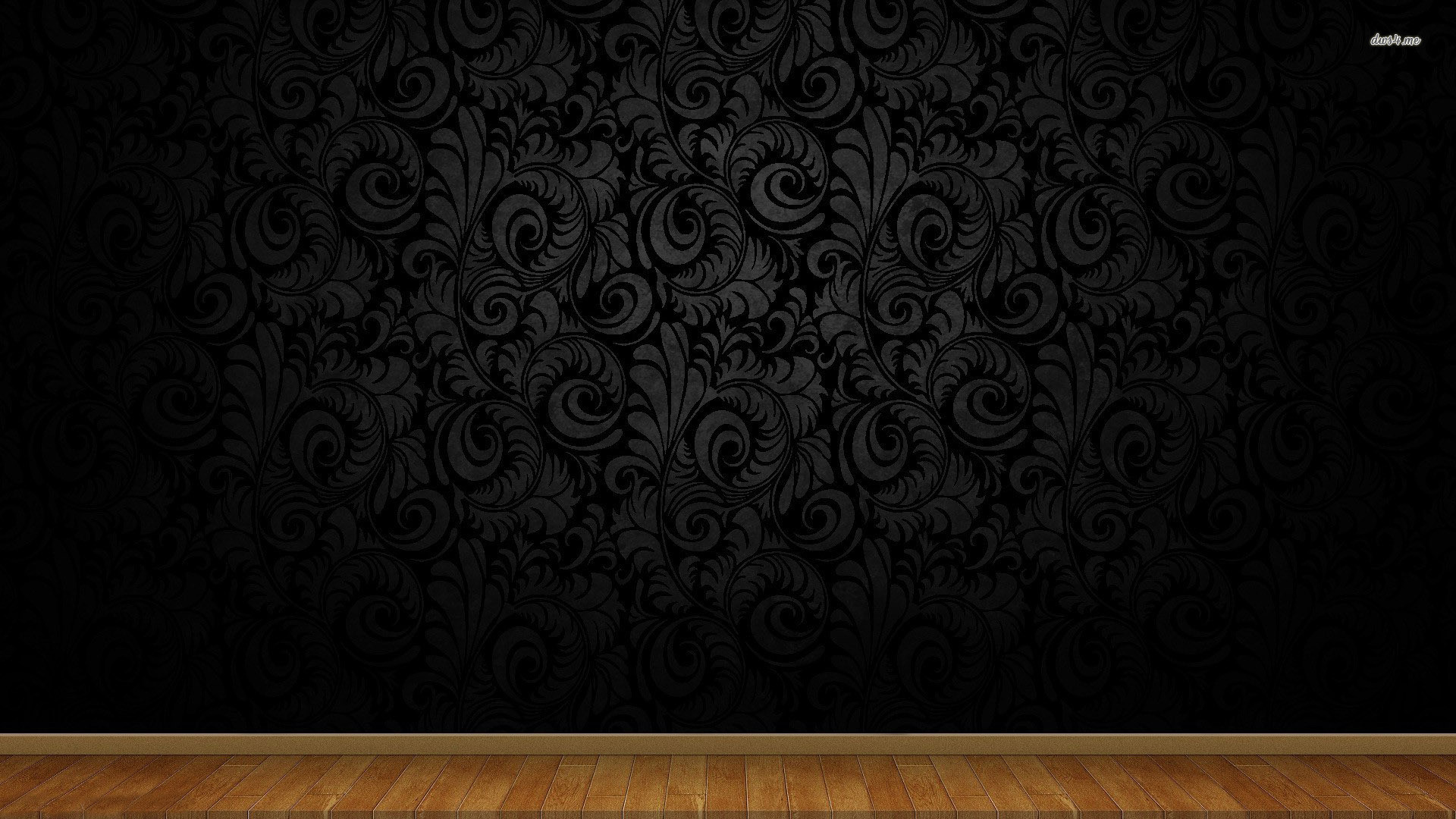 Wallpaper Swirly wall pattern and wood floor