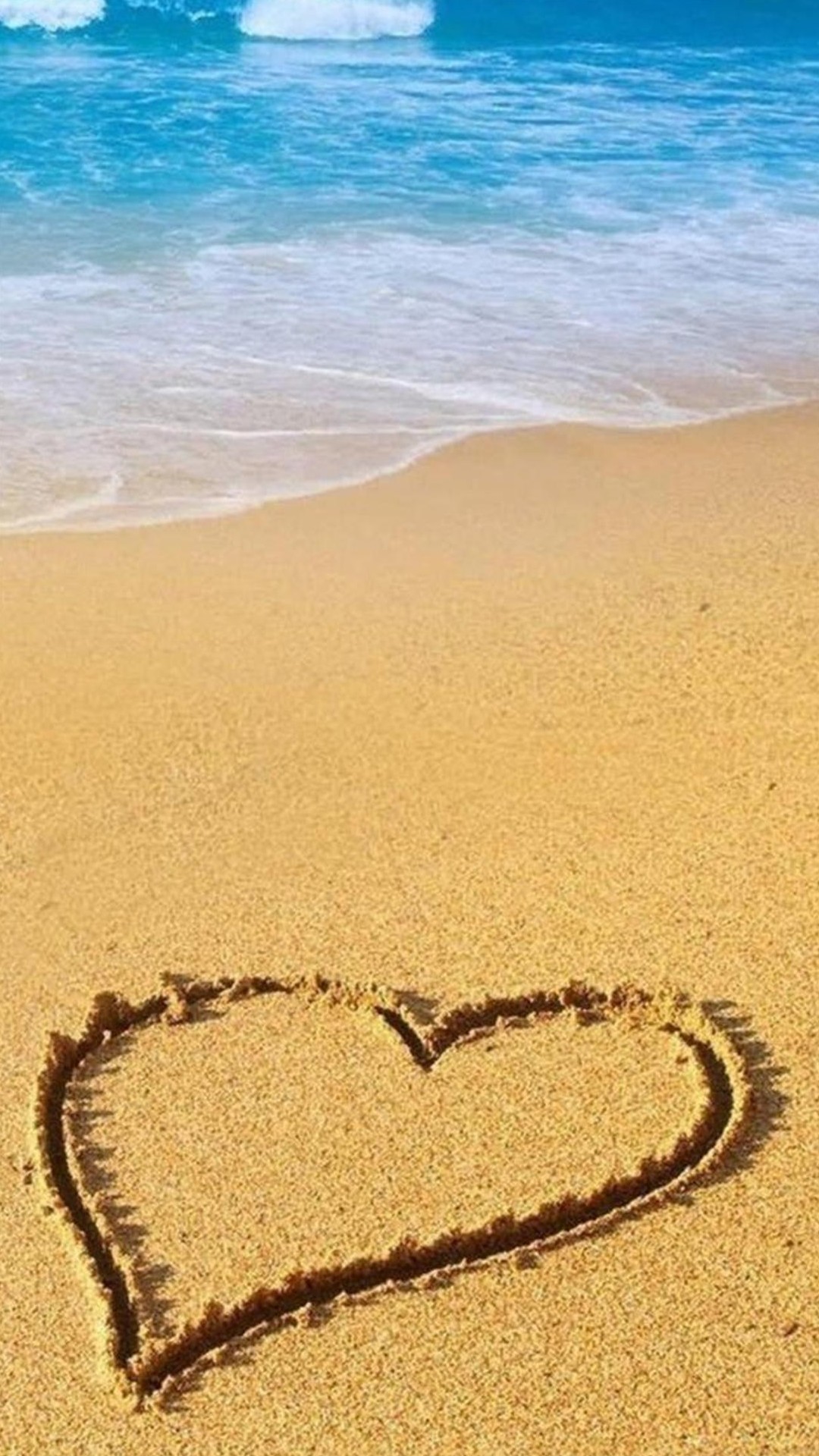 Heart Shape Beach Sand iPhone 6 Plus HD Wallpaper