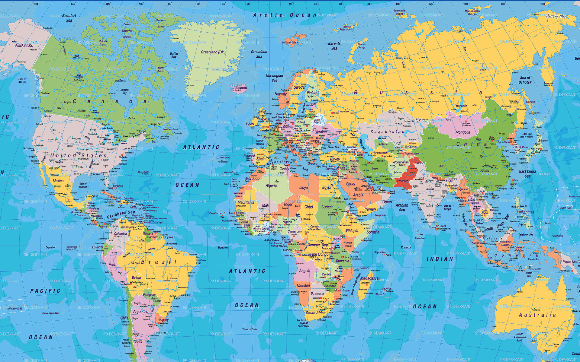 Continents World Map WallPaper HD