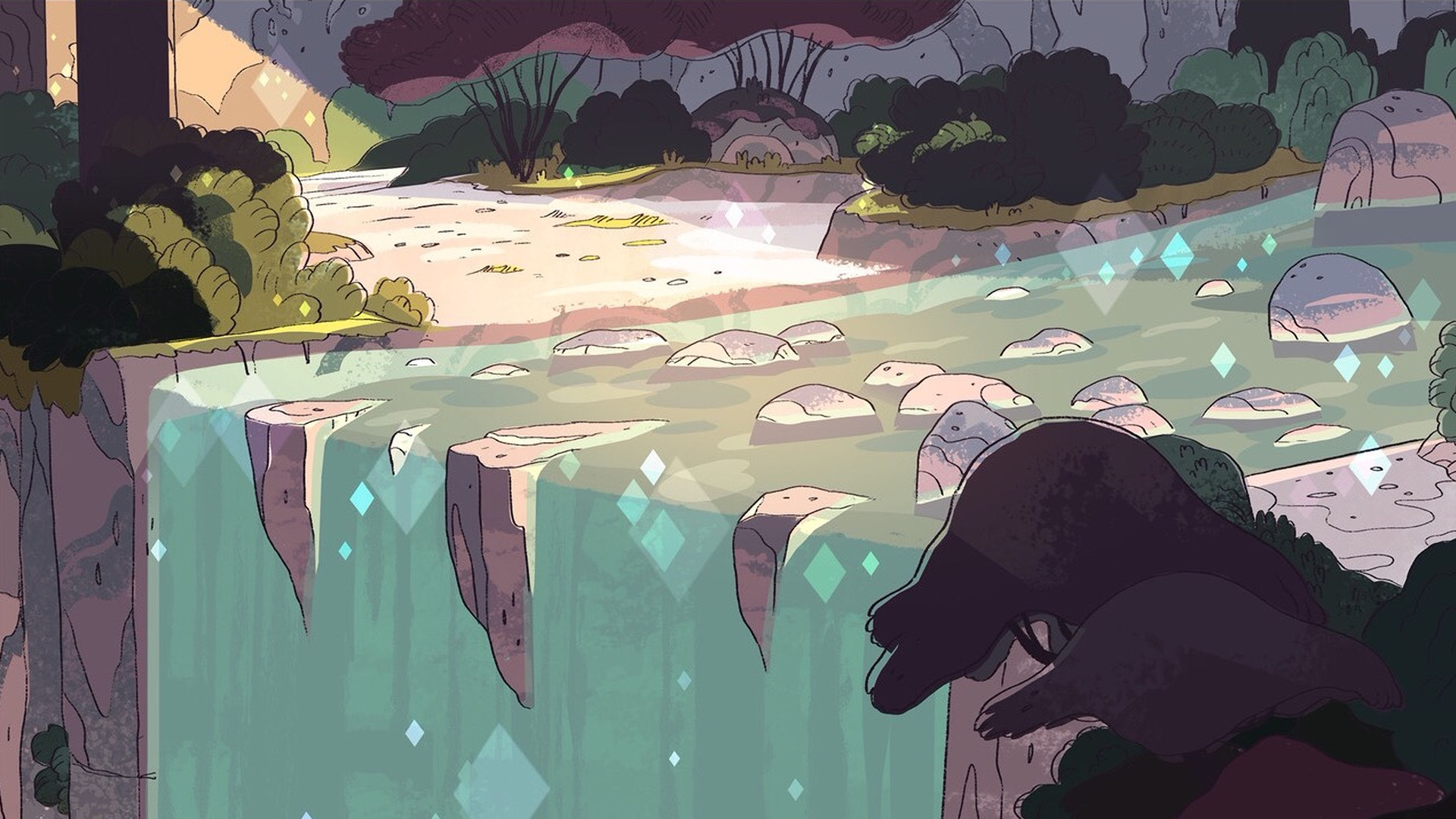 Artwork, Waterfall, Steven Universe Wallpaper