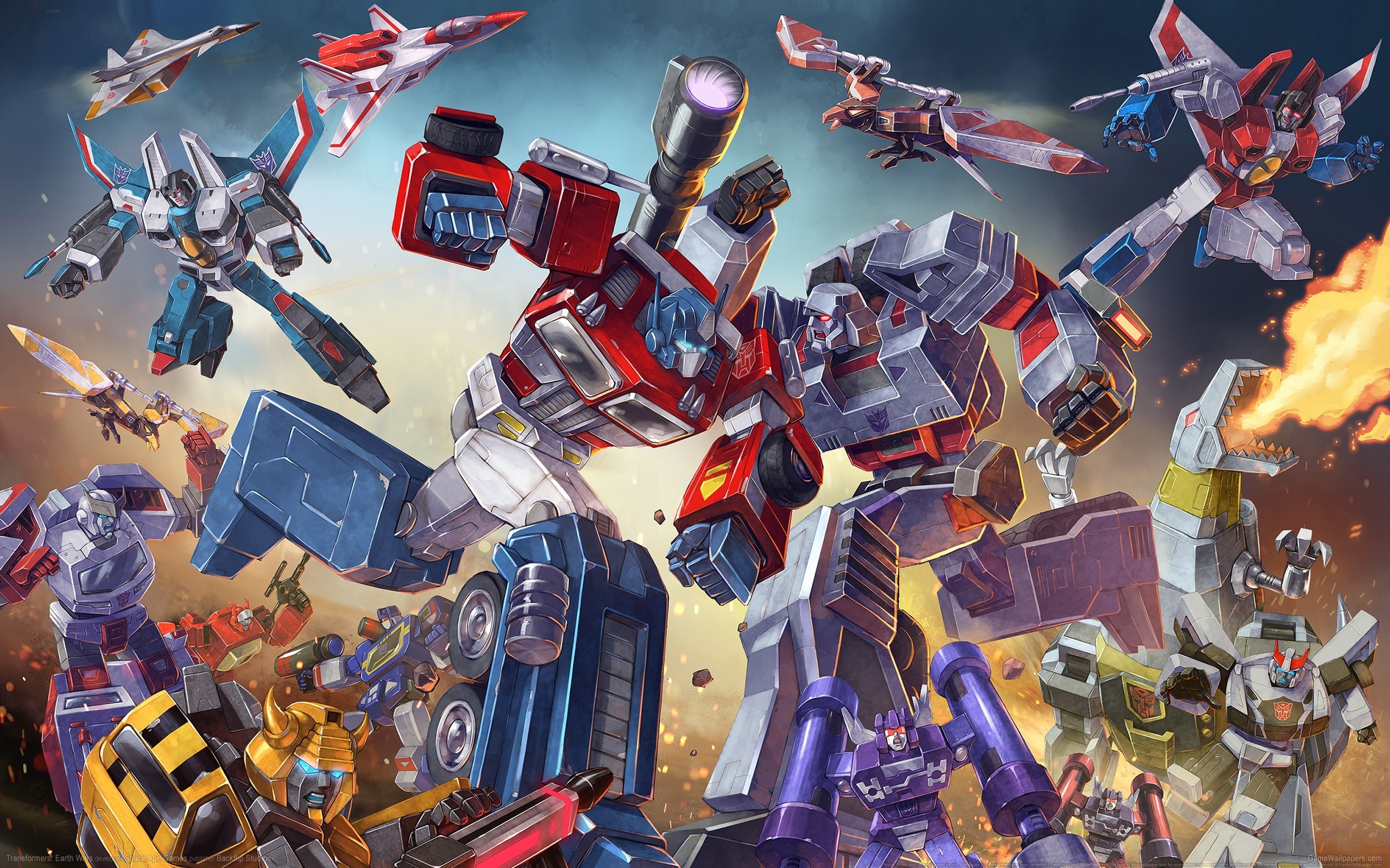 General Transformers G1 Optimus Prime Bumblebee Megatron battle