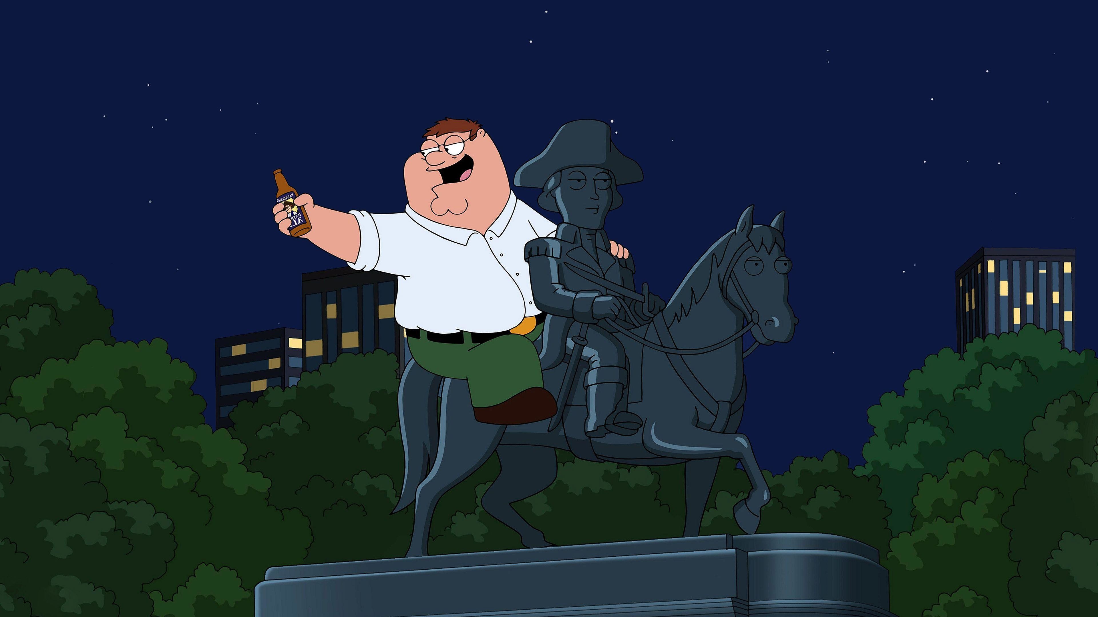 Peter Griffin on the statue – Family Guy