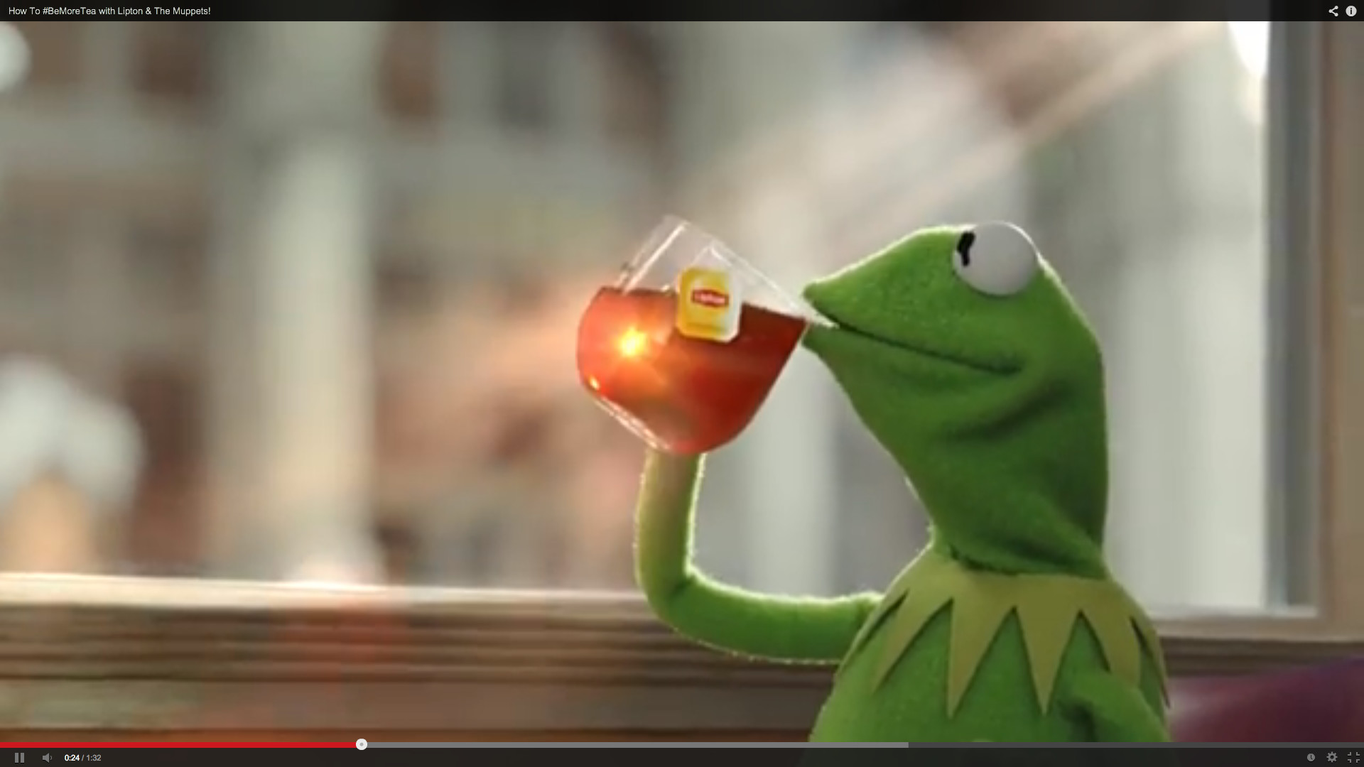 Kermit the Frog casually sipping on some tea