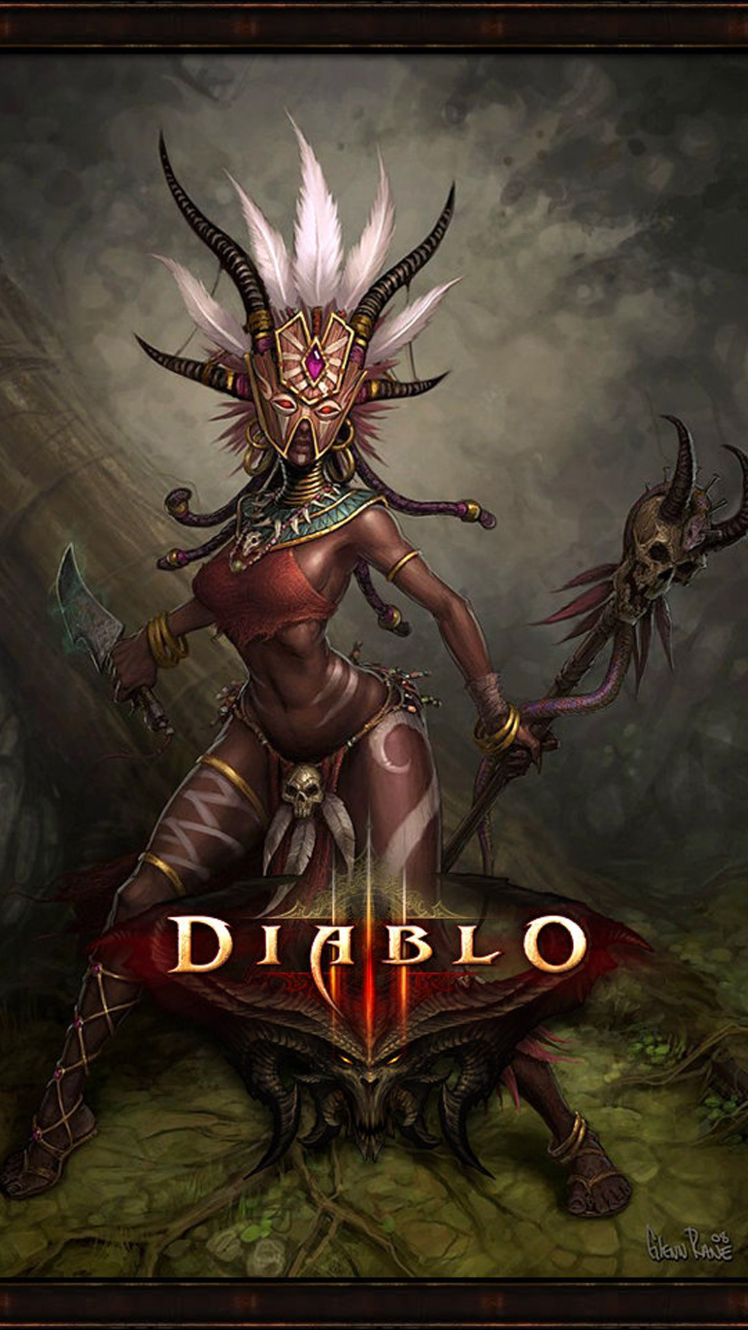 IPhone 6 plus Diablo 3 witch doctor female Games wallpaper