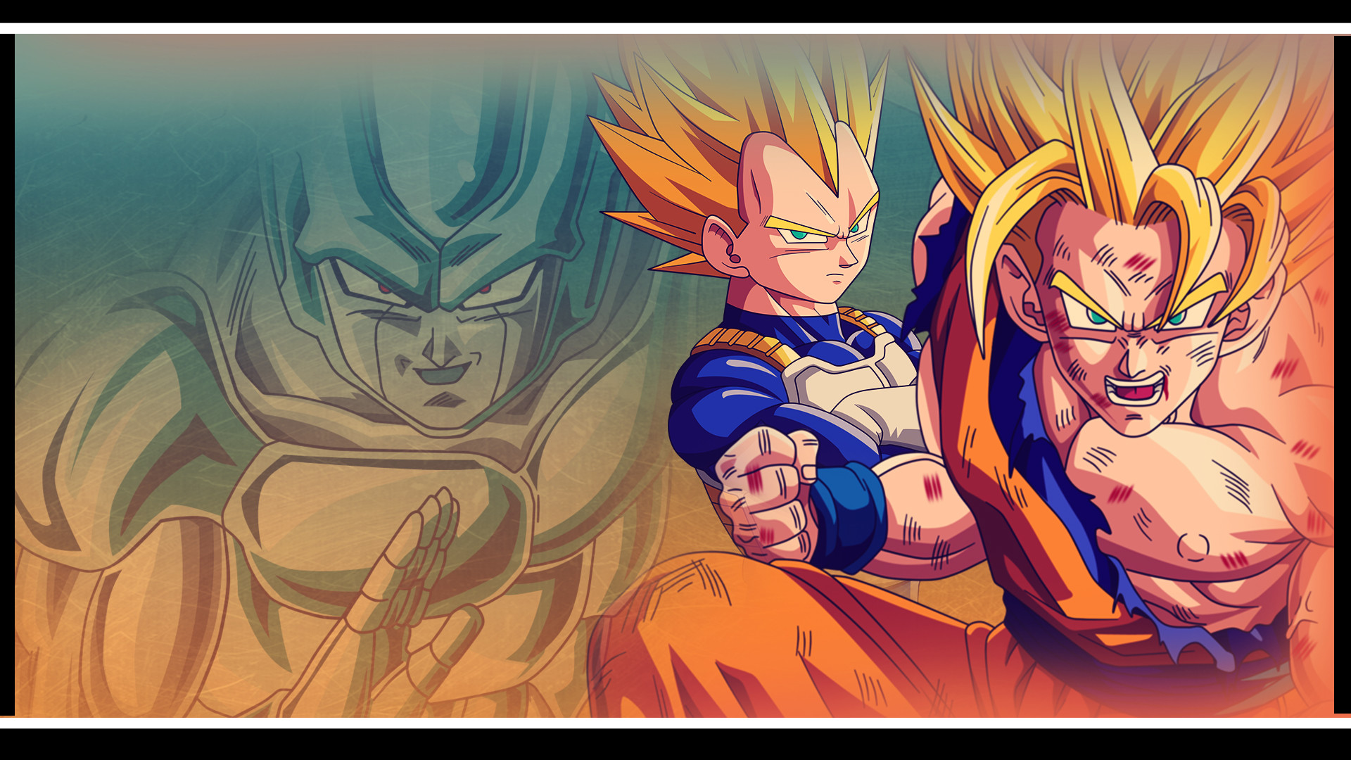 Goku and Vegeta vs Metal Cooler – DBZ Wallpaper by Oirigns