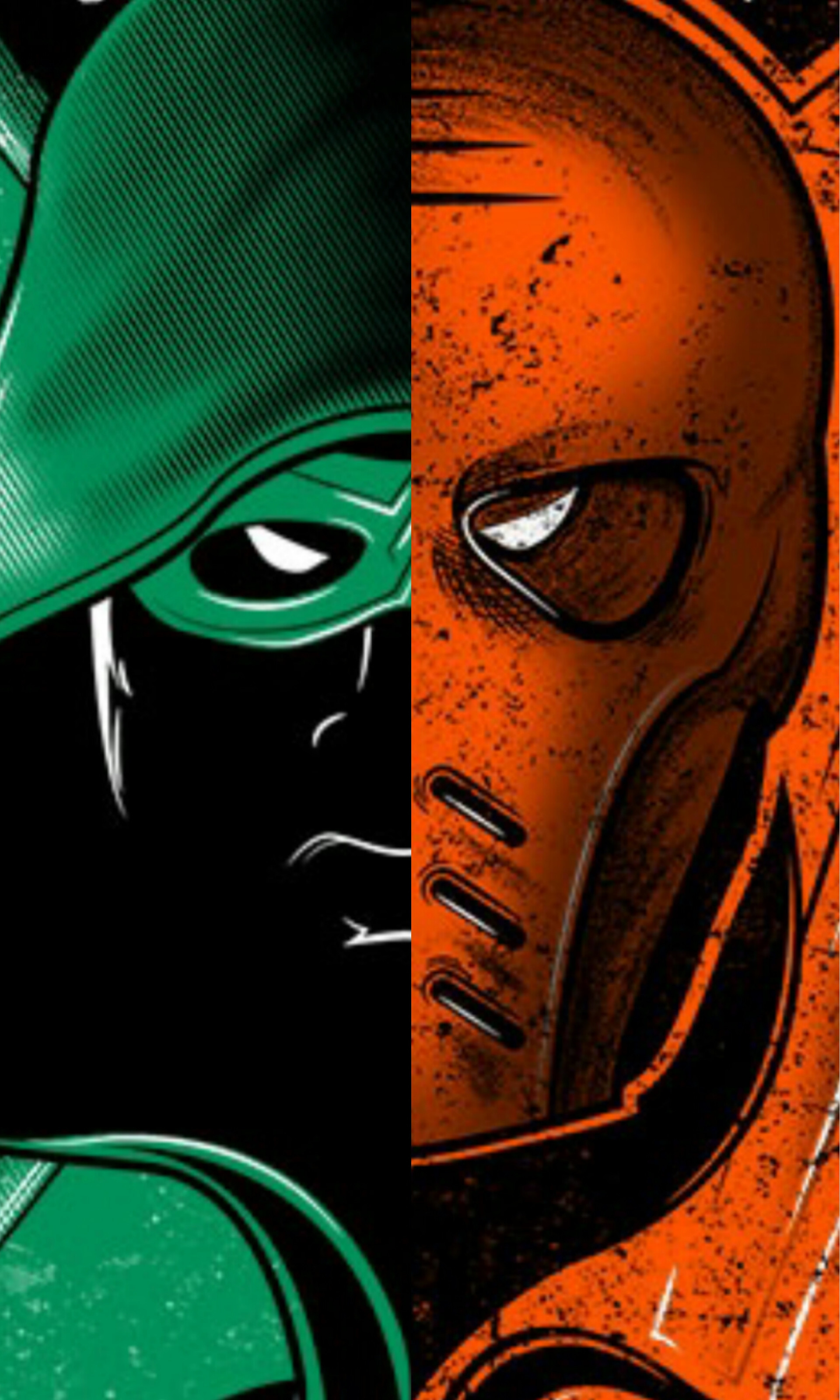 Ive been looking for a phone wallpaper that has half Green Arrow and half Deathstroke. I decided to make one out of the wallpapers posted yesterday