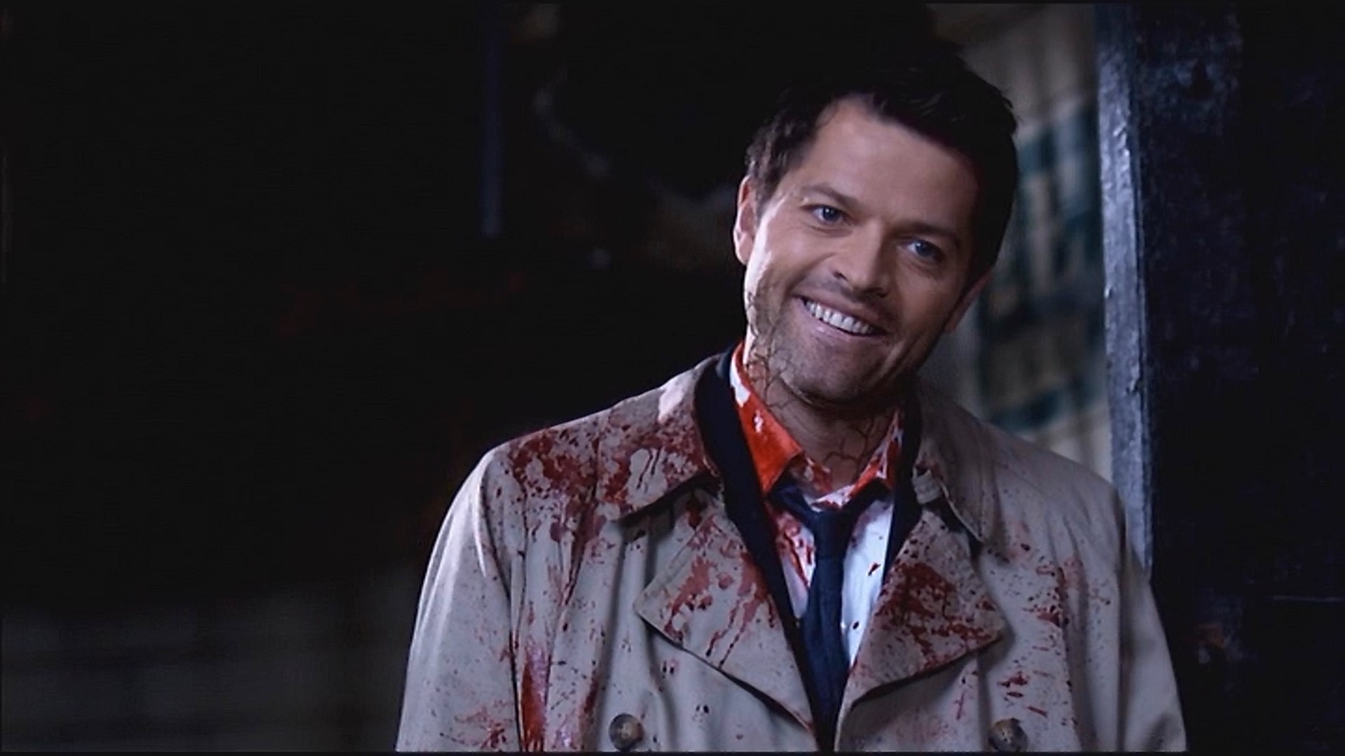 Bsically, buy a classic Castiel trenchcoat and ruin it. Must have accessory Black goo