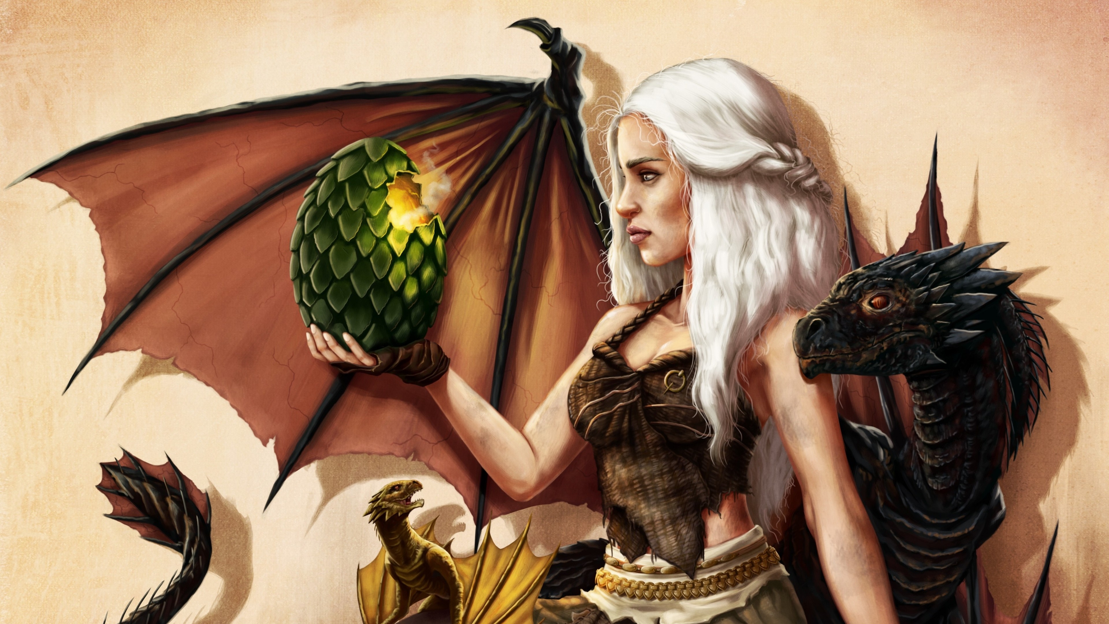 Preview wallpaper game of thrones, art, emilia clarke, daenerys targaryen 3840×2160