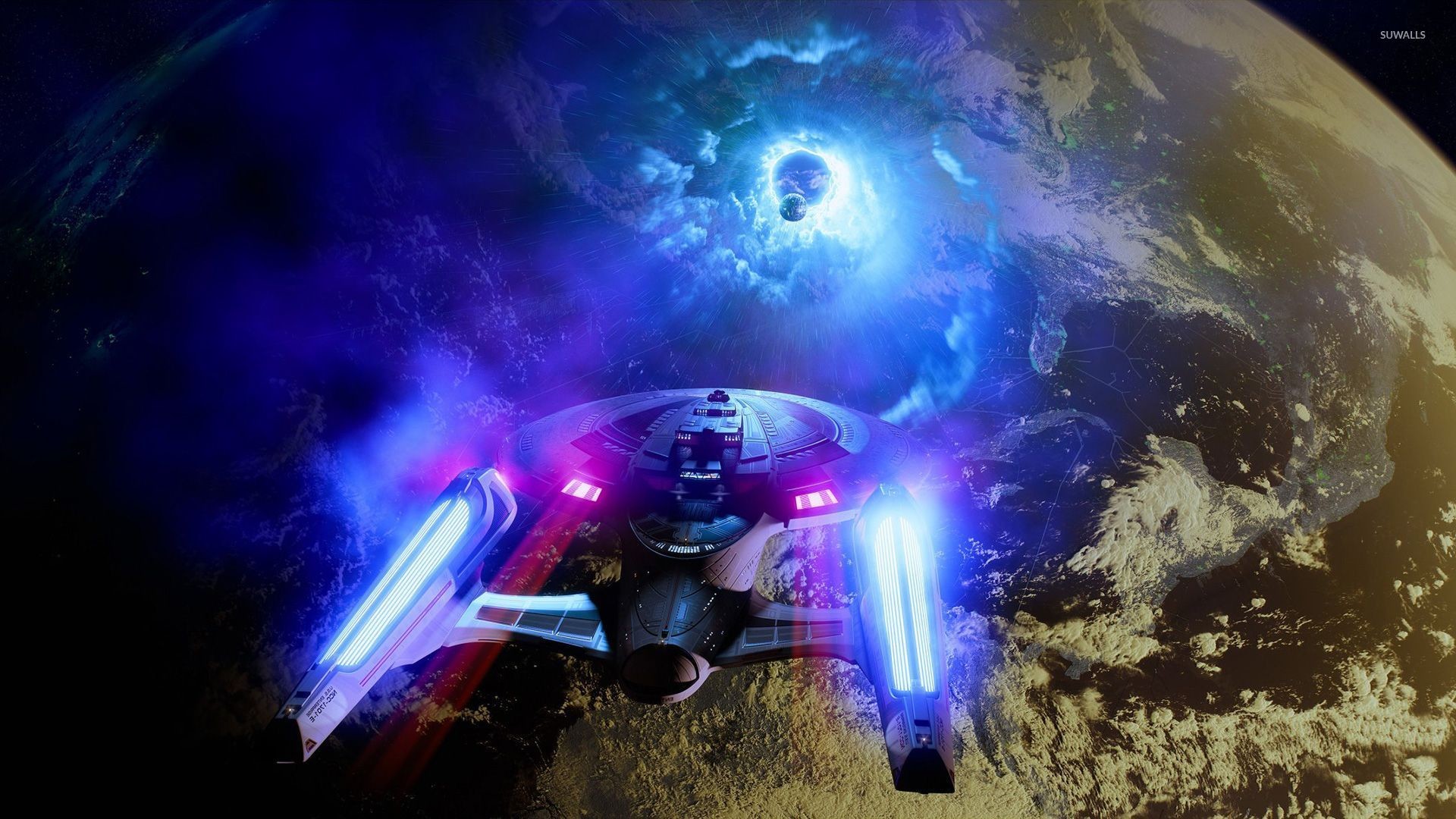 Star Trek spaceship. 1K. Starship Enterprise at warp wallpaper jpg