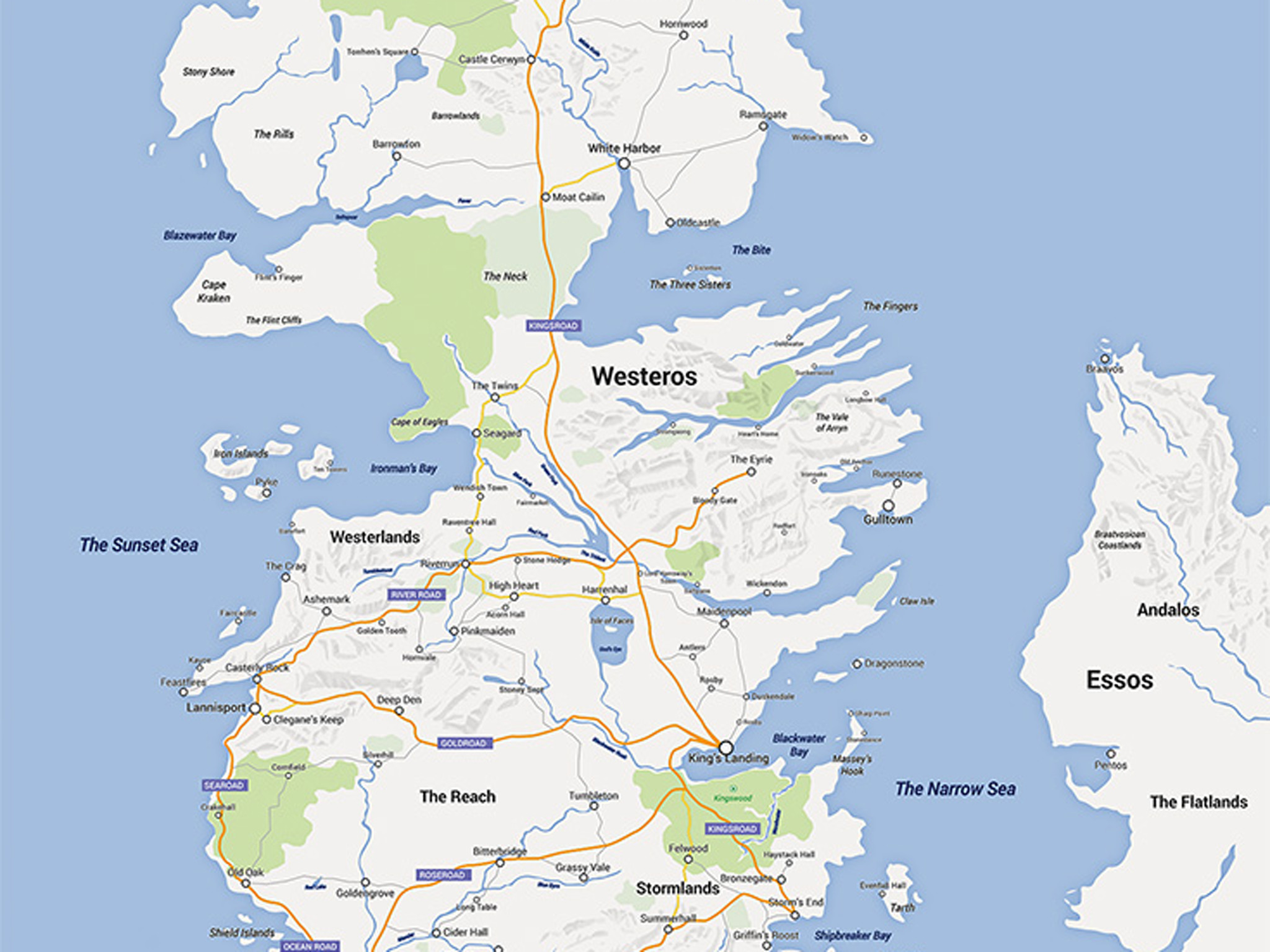 Game of Thrones Westeros remade in Google Maps by Reddit user The Independent